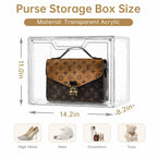 Purse Organizer for Closet,Clear Acrylic Display Case for Handbag Organizer,