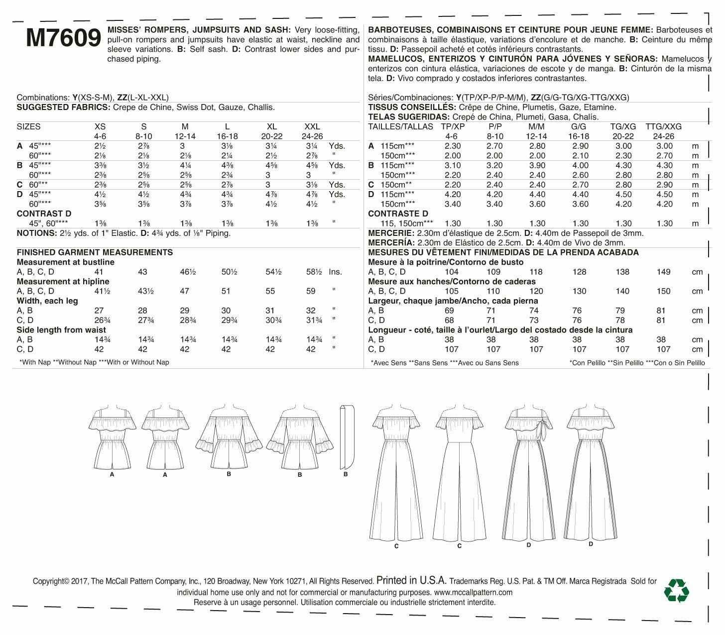 McCall's Misses' Pull-On Off-The-Shoulder Rompers, L-x-Large-Xx-Large
