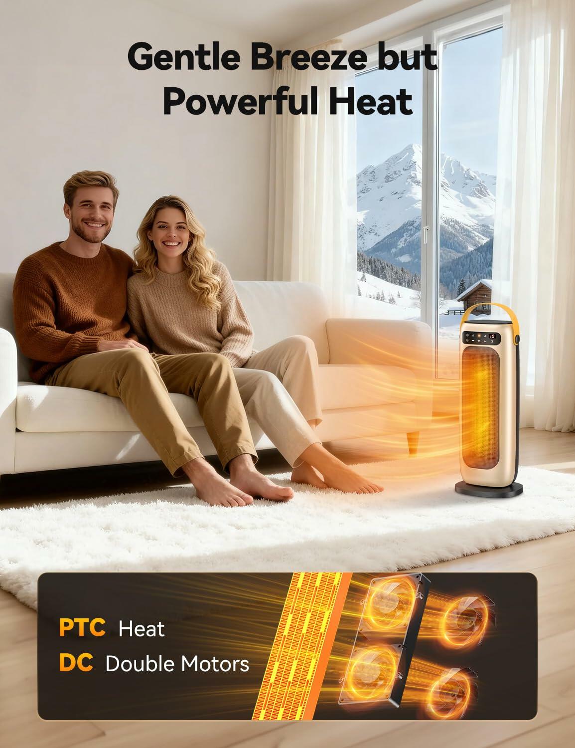 KQPZ Space Heater, 1500W PTC Ceramic Electric Heaters for Indoor Use with