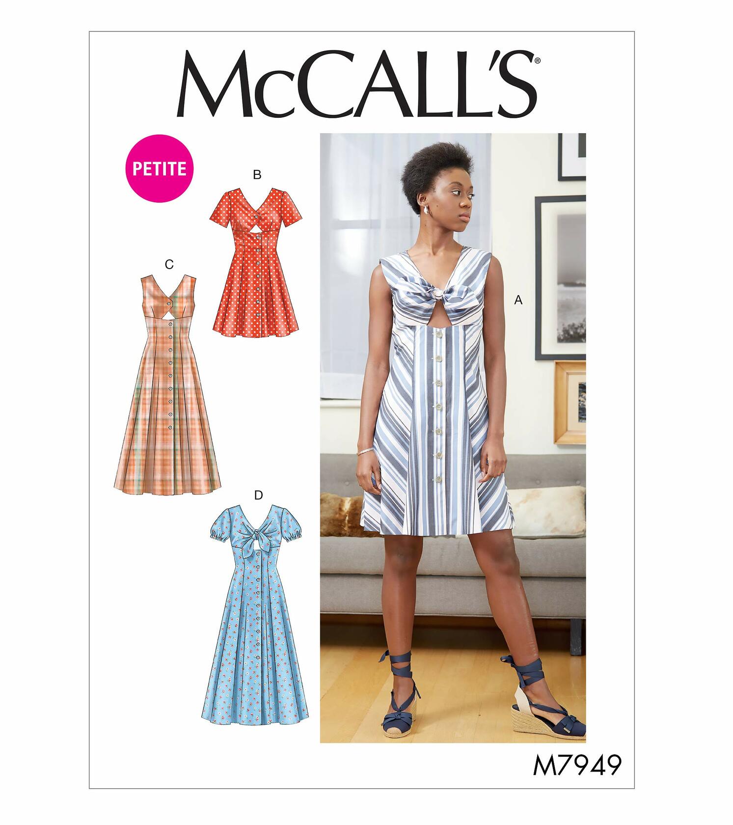 McCall's M7949A5 Petite Women's Keyhole Dress Sewing Patterns, Sizes 6-14