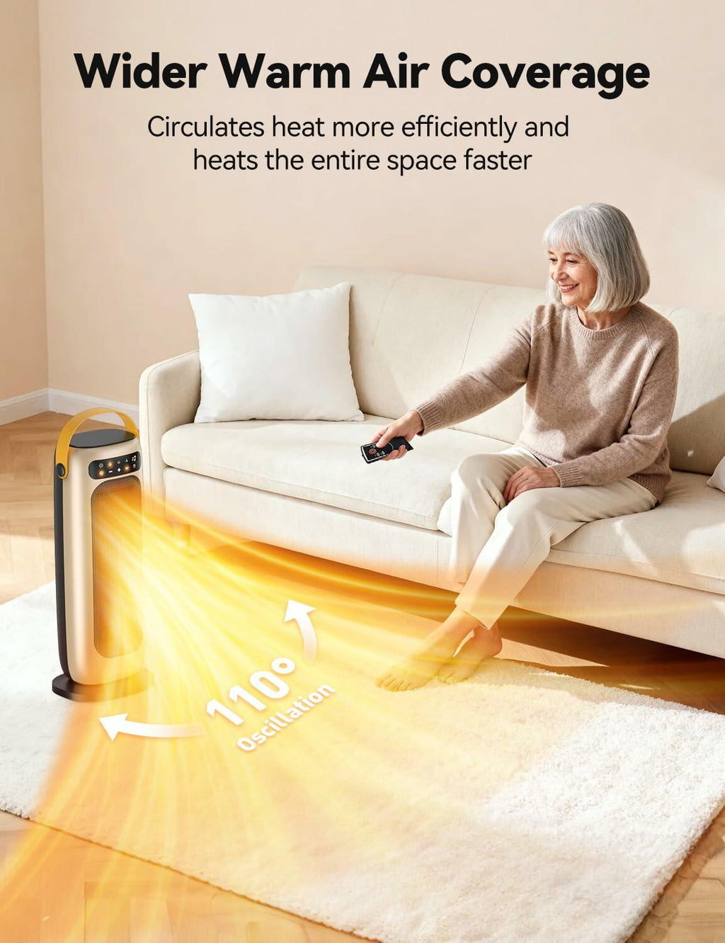 KQPZ Space Heater, 1500W PTC Ceramic Electric Heaters for Indoor Use with