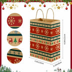 24 Pcs Christmas Gift Bags,Christmas Bags for Gifts,Holiday Xmas Gift Bags,Kraft