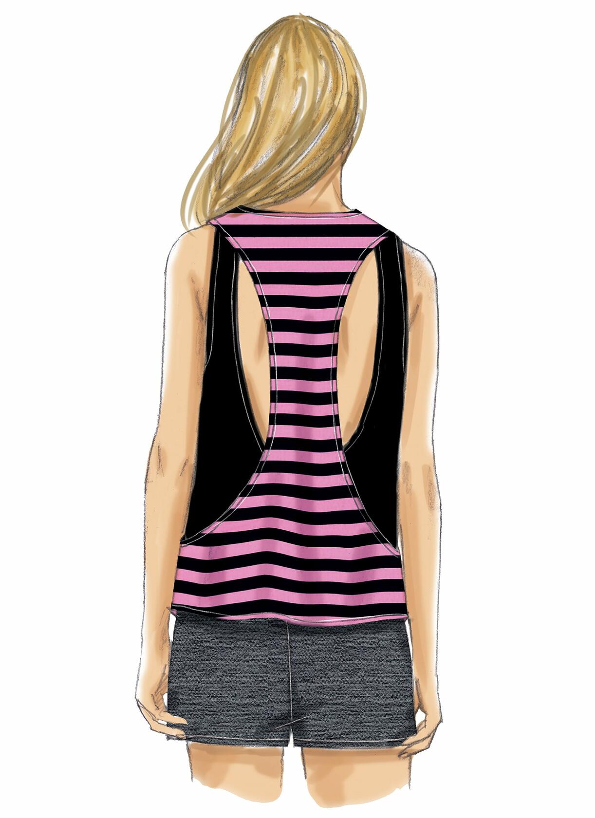 McCall's Patterns Pullover Tops With Back Variations And Pull-On Shorts And