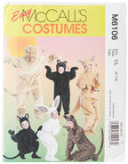 McCall's M6106 Kid's Bear, Lion, Bunny, Kangaroo, and Cat Animal Costume Sewing