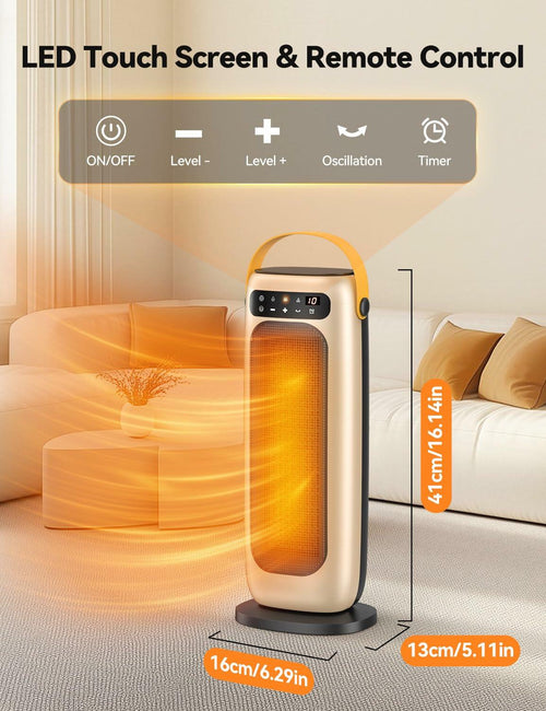 KQPZ Space Heater, 1500W PTC Ceramic Electric Heaters for Indoor Use with
