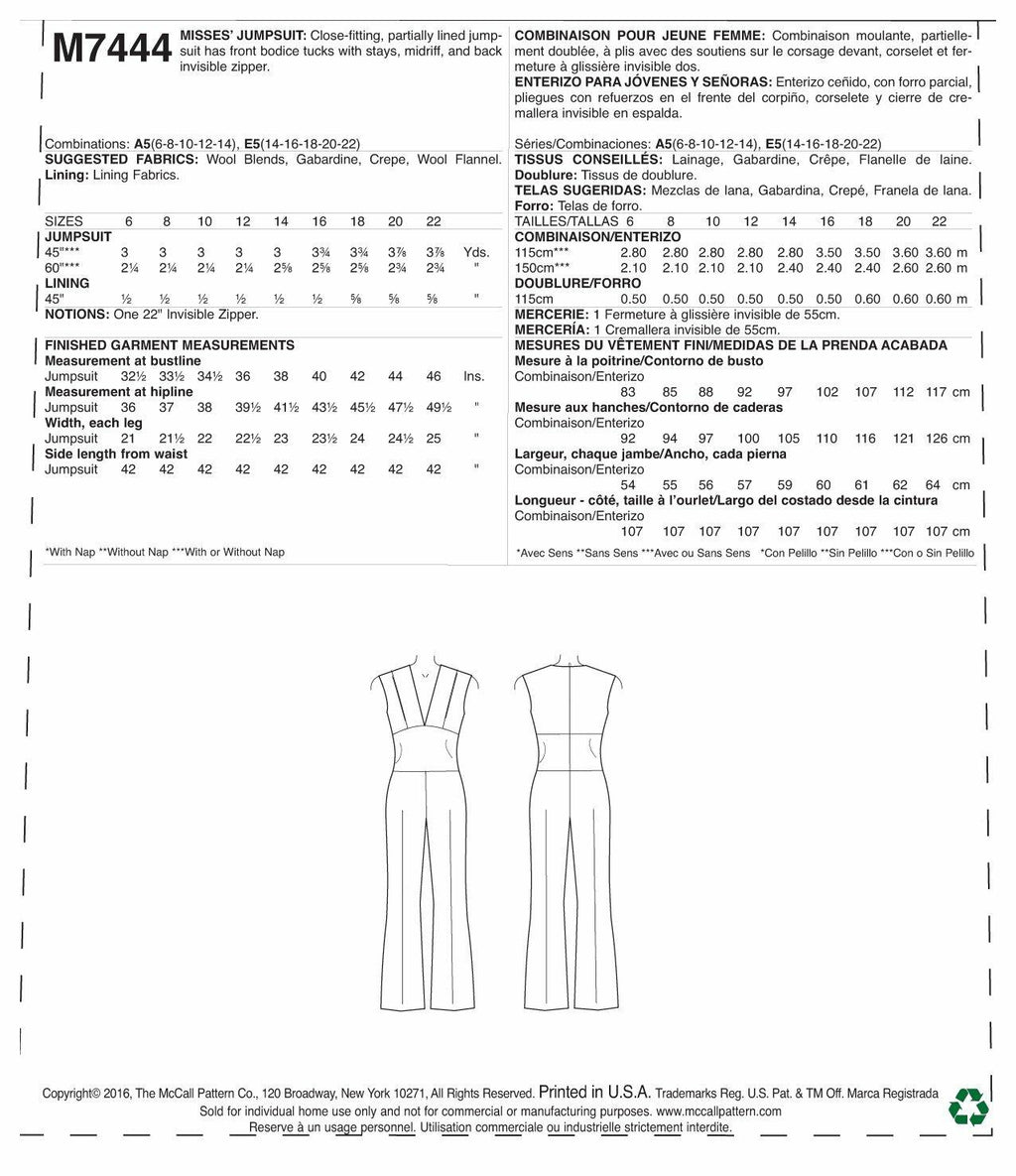 McCall Patterns Misses' Deep-V Jumpsuit