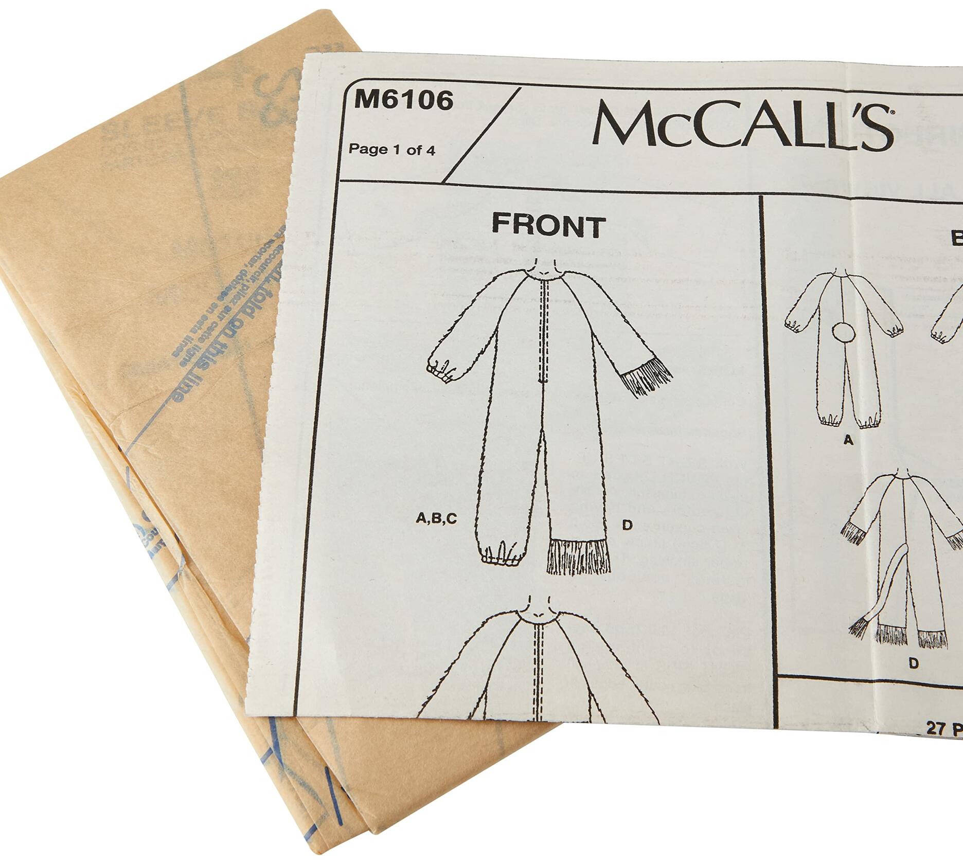 McCall's M6106 Kid's Bear, Lion, Bunny, Kangaroo, and Cat Animal Costume Sewing