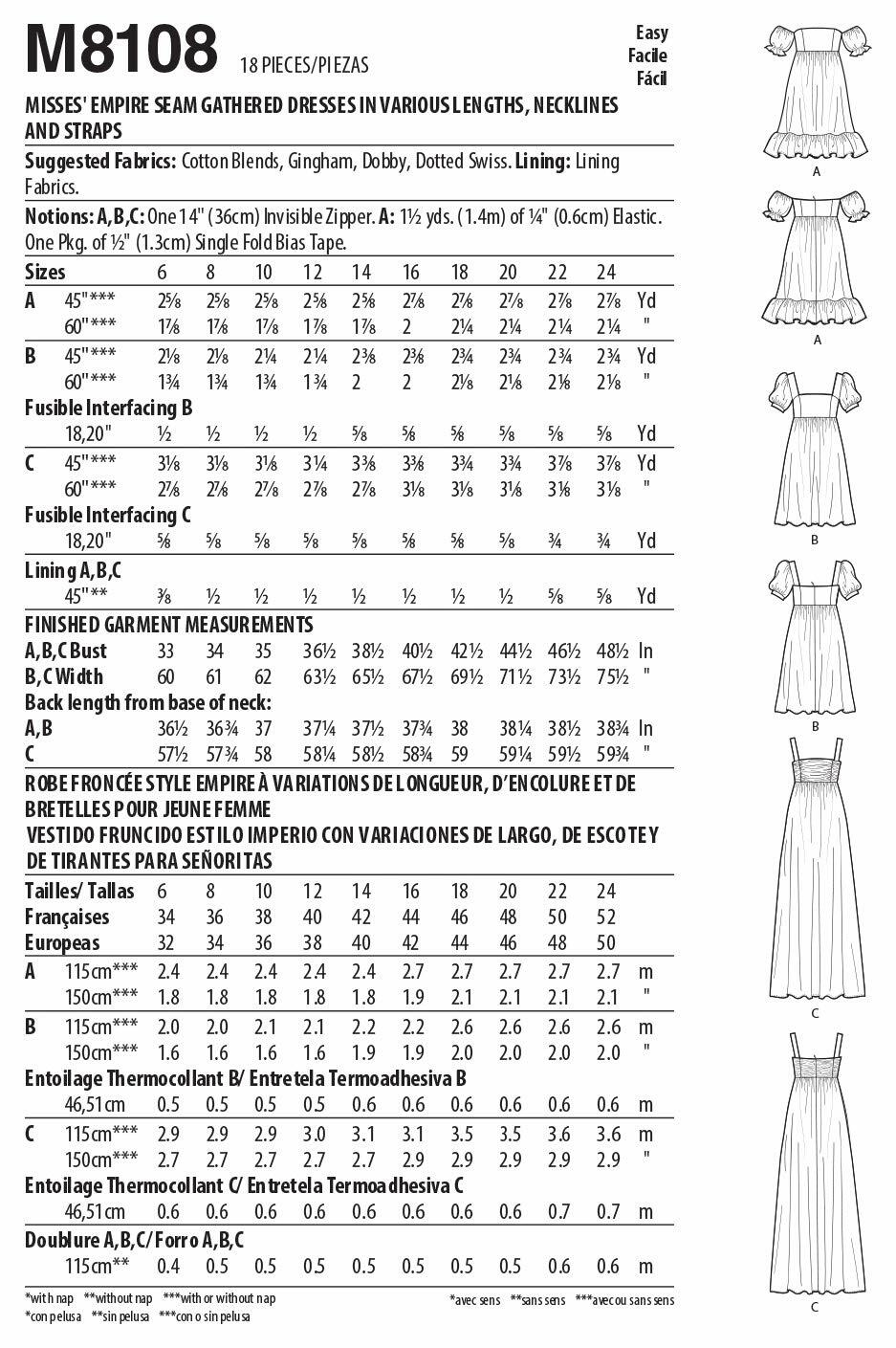 McCall Pattern 16-18-20-2, 16-18-20-22-24..