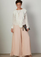 McCall Pattern Women's Loose Fitting Pullover Blouse and Wide Flare Pants Nicole