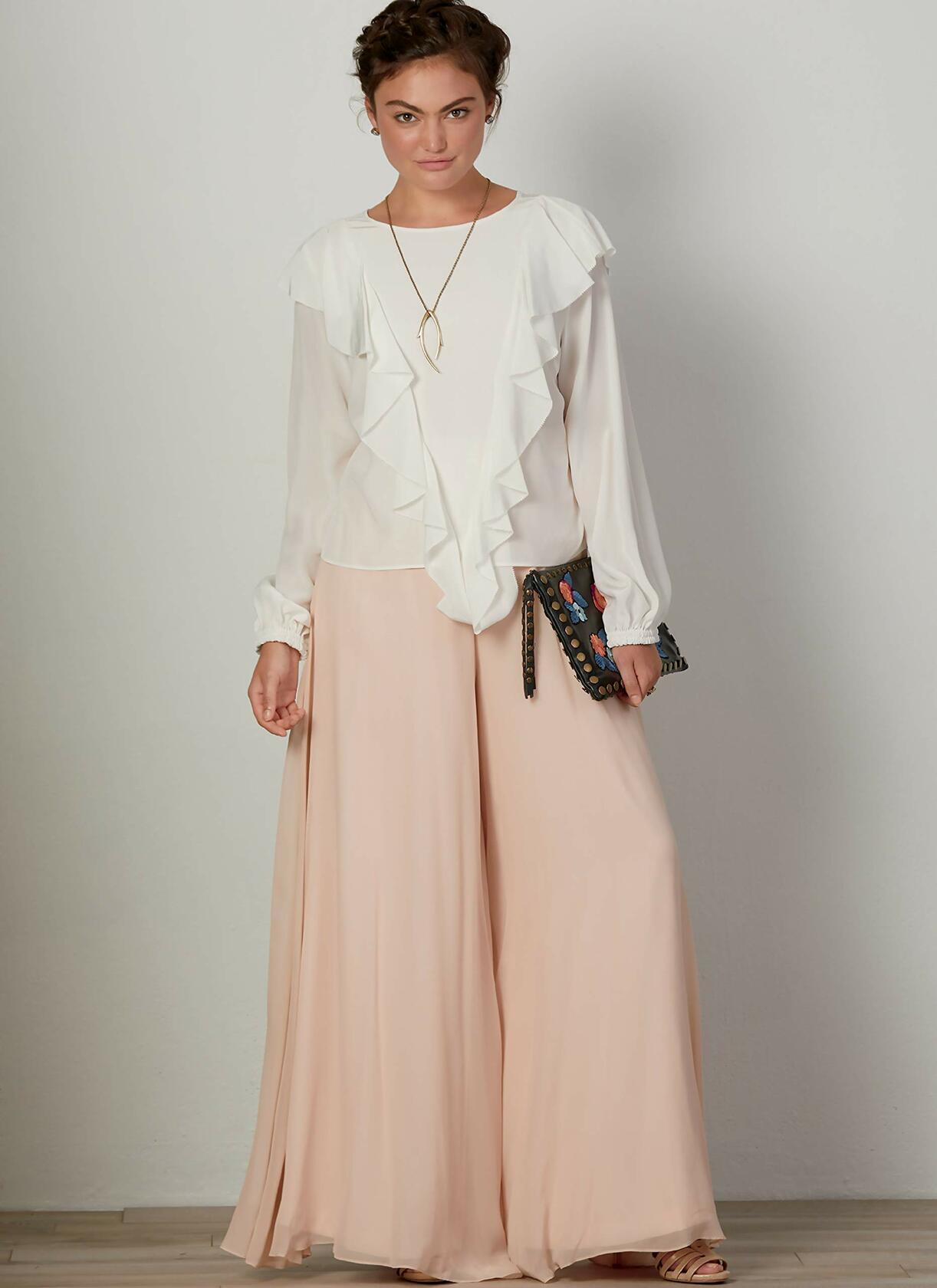 McCall Pattern Women's Loose Fitting Pullover Blouse and Wide Flare Pants Nicole