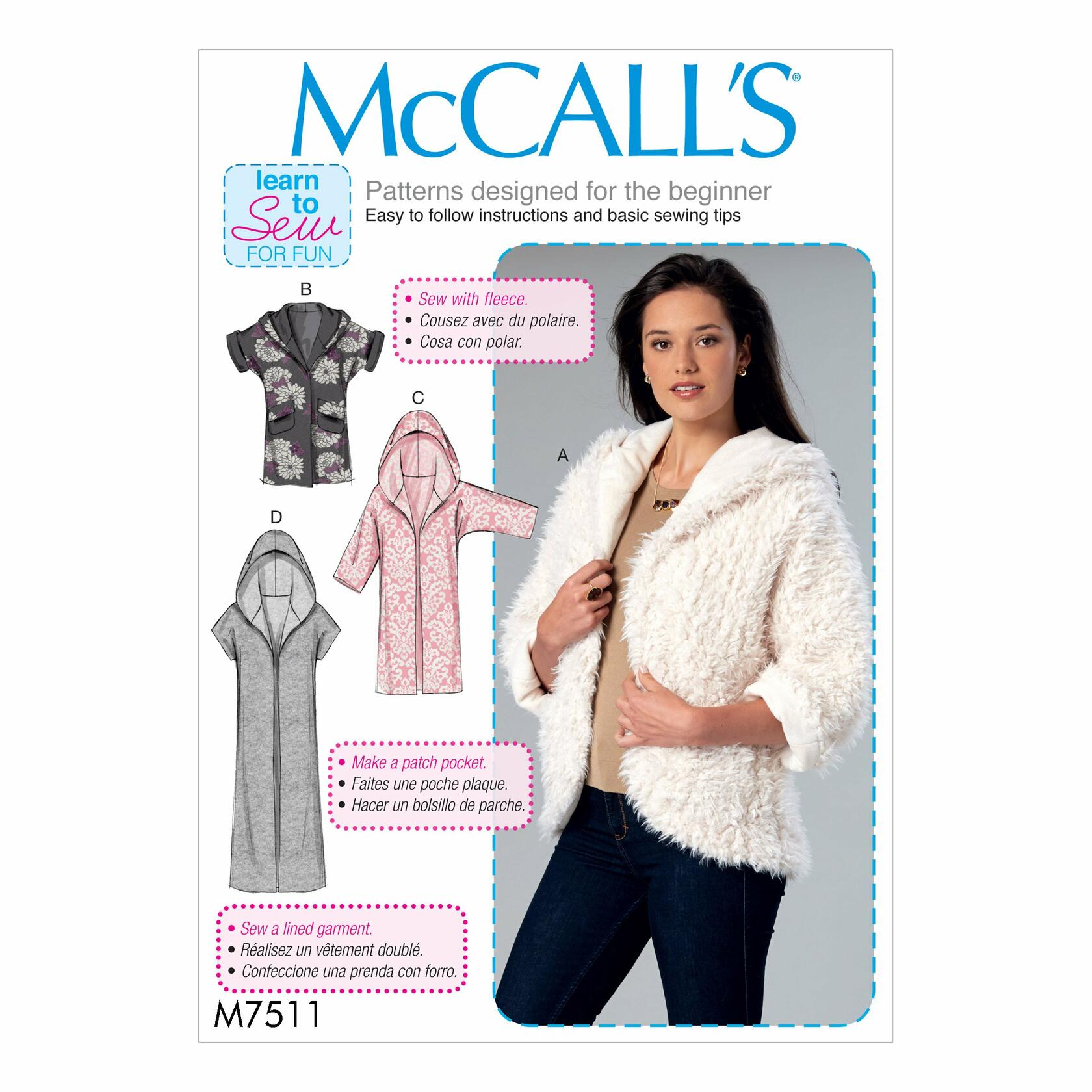 McCall Patterns Open-Front Jackets With Shawl Collar And Hood