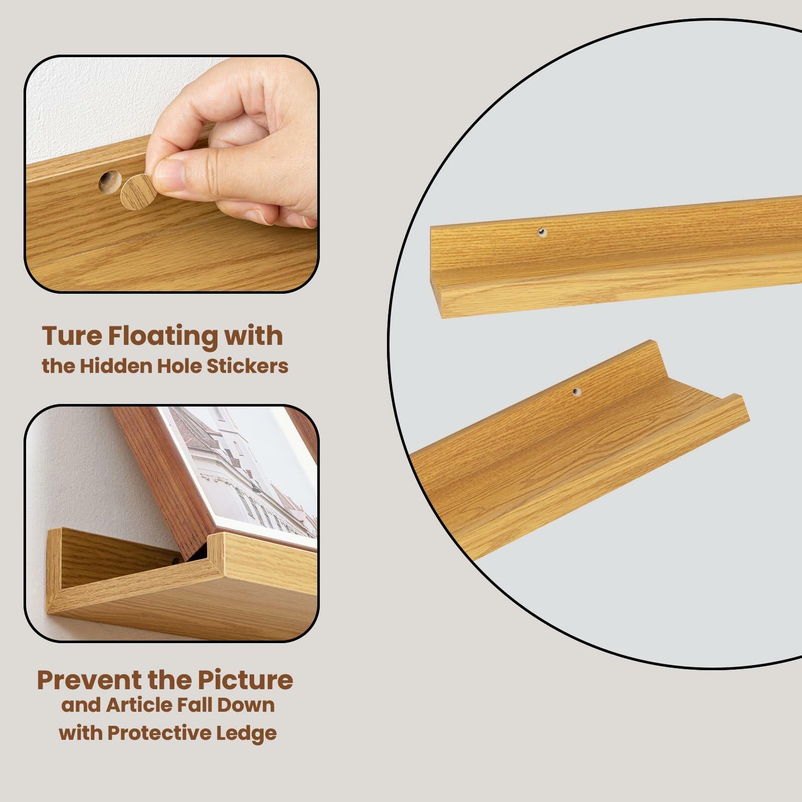 Set of 2 Heimlove Picture Ledge Shelf,48 inch Long Floating Shelves for Wall,
