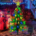4FT Solar Christmas Tree Christmas Decorations Outdoor, 250 Branch Small Xmas