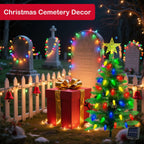 4FT Solar Christmas Tree Christmas Decorations Outdoor, 250 Branch Small Xmas