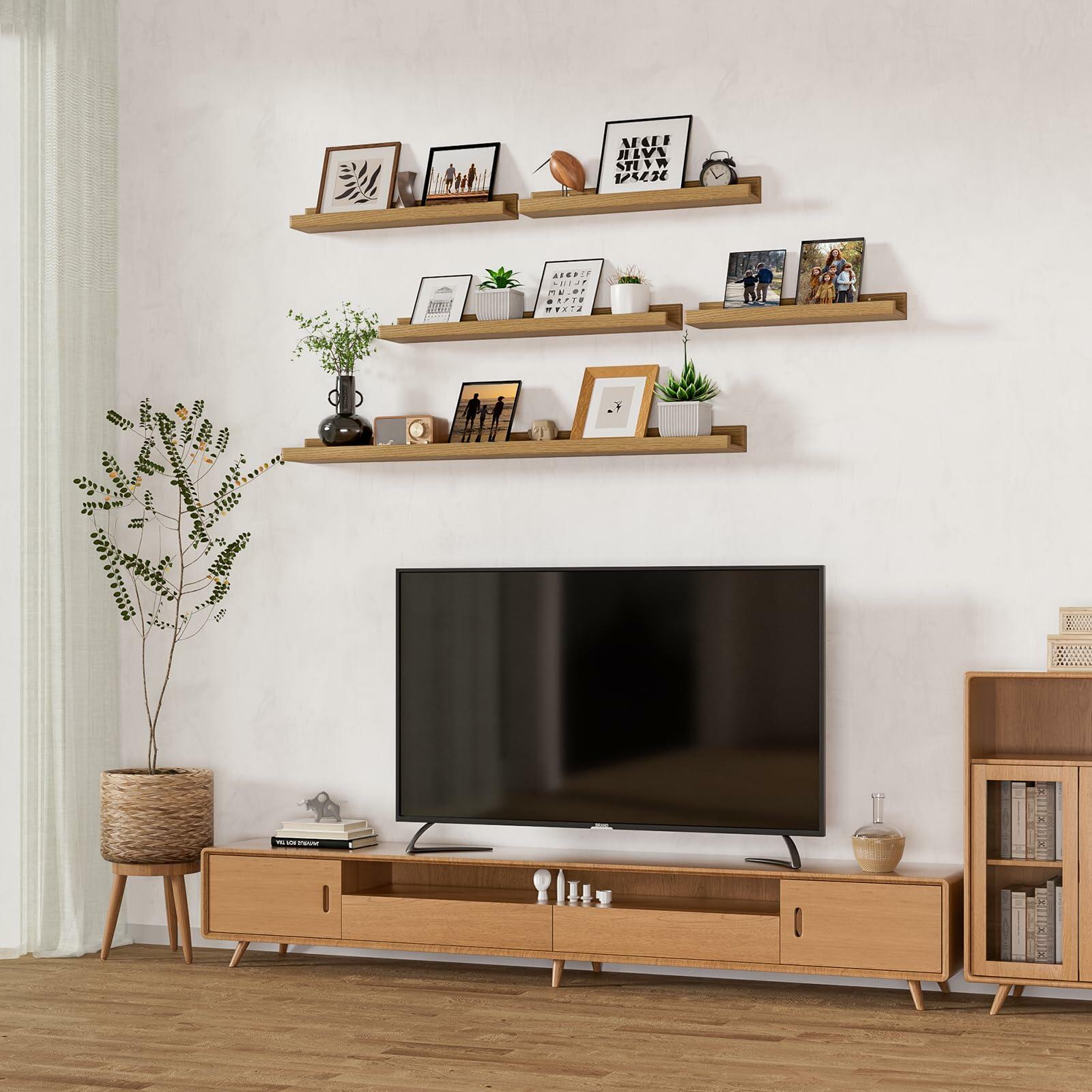 Set of 2 Heimlove Picture Ledge Shelf,48 inch Long Floating Shelves for Wall,