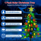 4FT Solar Christmas Tree Christmas Decorations Outdoor, 250 Branch Small Xmas