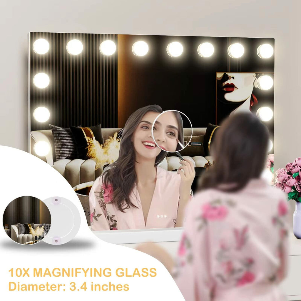 Gvnkvn Vanity Mirror with Lights 24x18 Inch, Lighted Makeup Mirror with 15