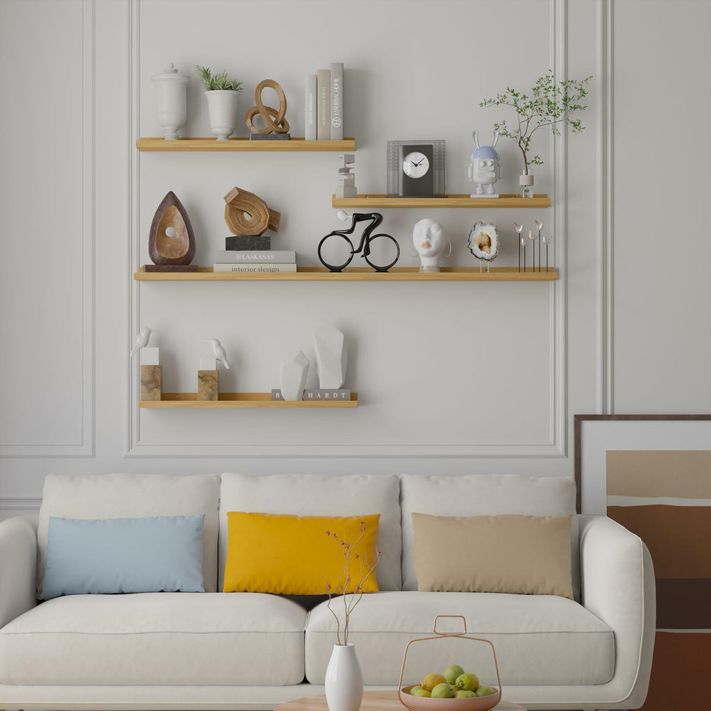 Set of 2 Heimlove Picture Ledge Shelf,48 inch Long Floating Shelves for Wall,