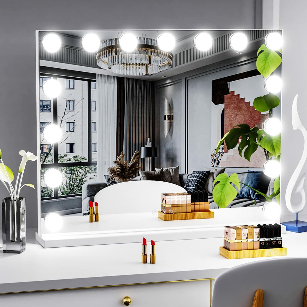 Gvnkvn Vanity Mirror with Lights 24x18 Inch, Lighted Makeup Mirror with 15