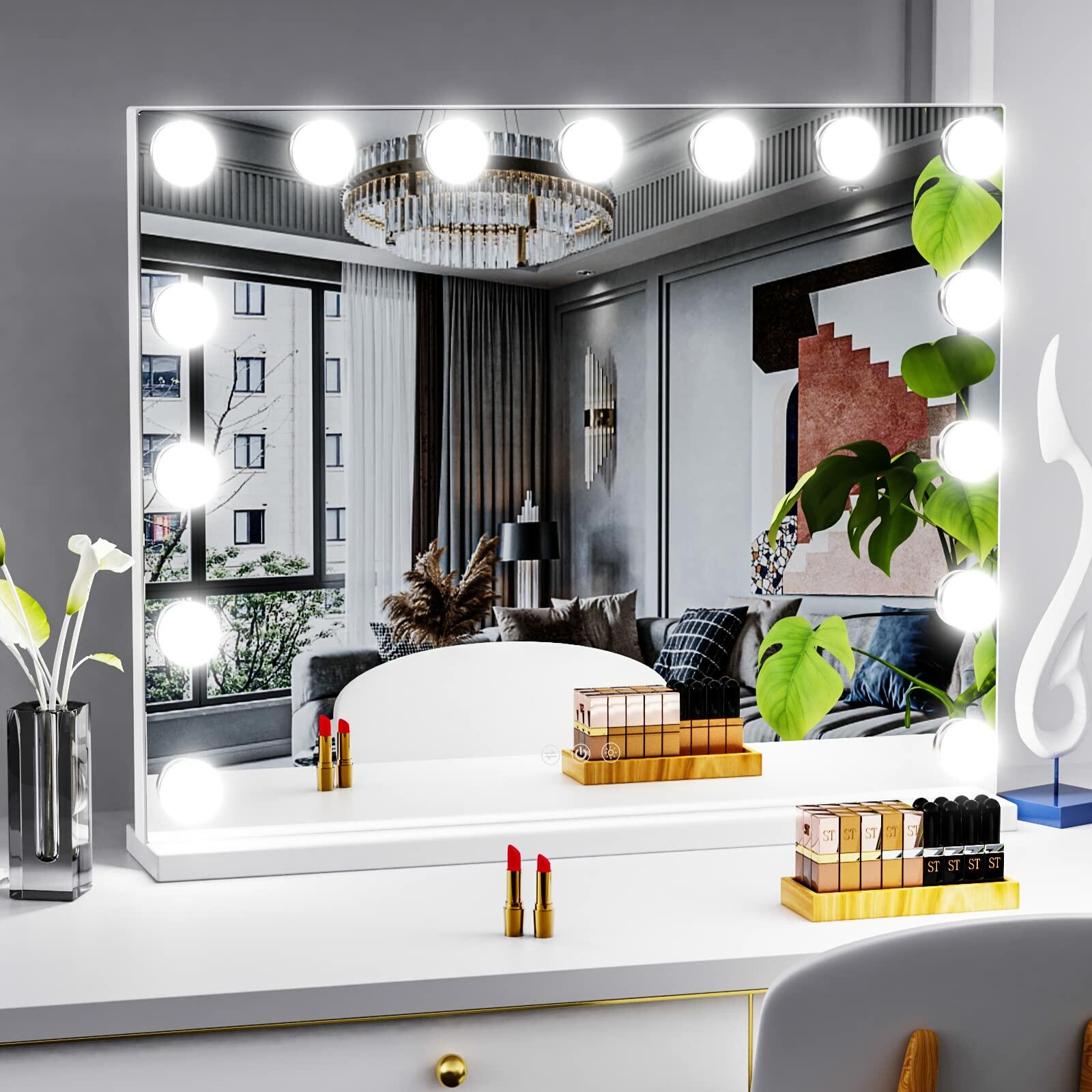Gvnkvn Vanity Mirror with Lights 24x18 Inch, Lighted Makeup Mirror with 15