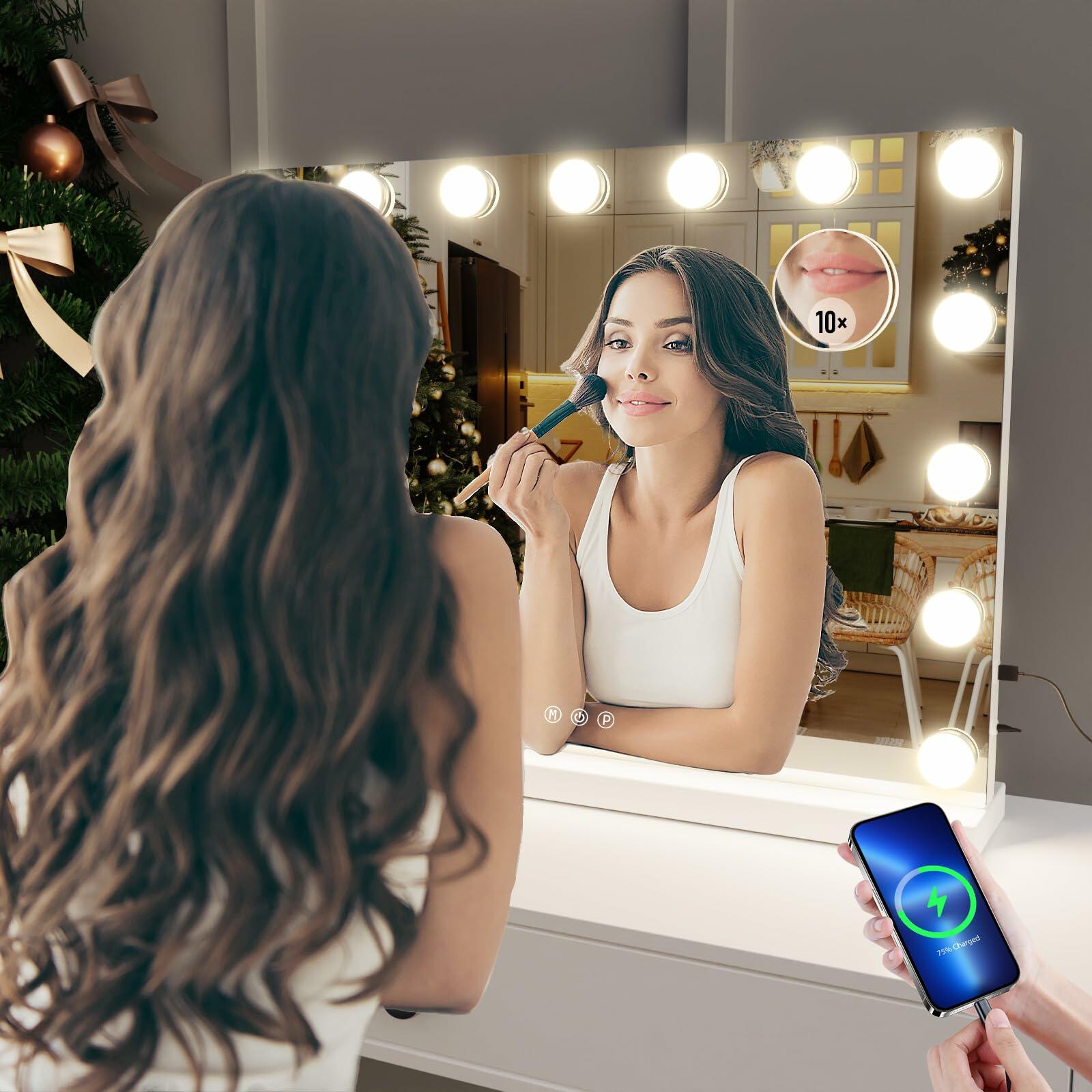 Gvnkvn Vanity Mirror with Lights 24x18 Inch, Lighted Makeup Mirror with 15