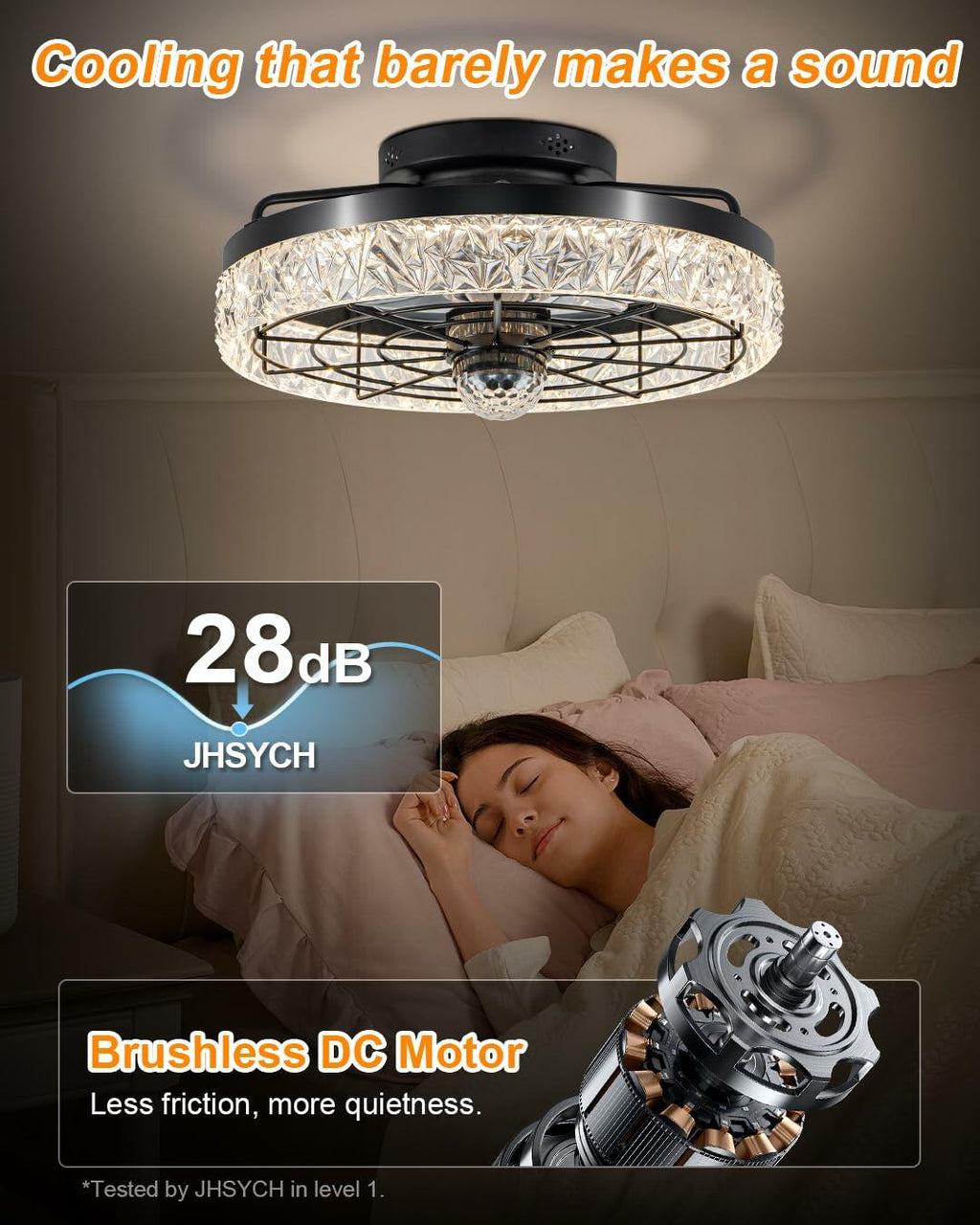 Disco Ceiling Fans with Lights,7 Color Disco Ball Modes, Flush Mount Low Profile