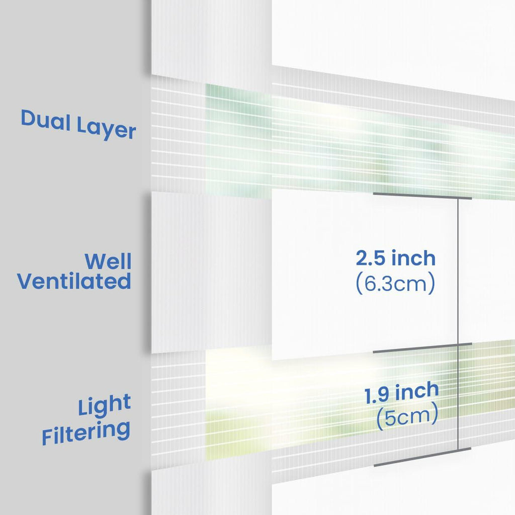 FOIRESOFT Standard Cordless Custom Zebra Roller Shades and Blinds [Basic, White,