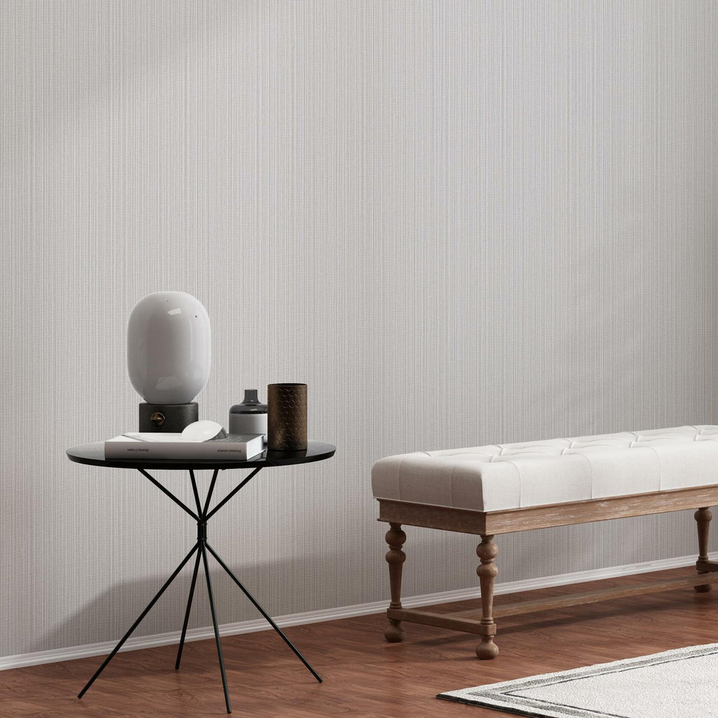 Cozydeco 24"x394" Light Grey Grasscloth Wallpaper Peel and Stick Faux Linen