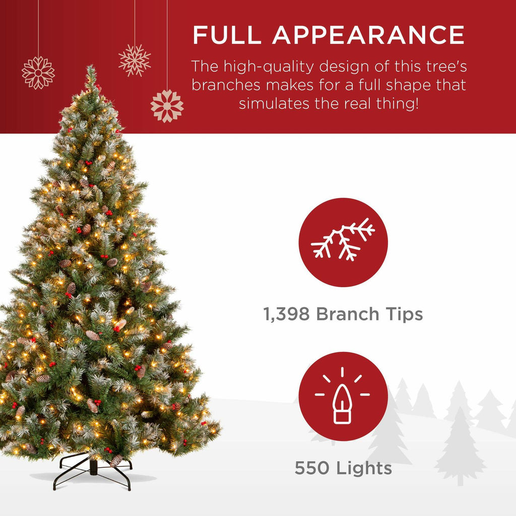 Best Choice Products Christmas Tree Pre-Lit, Pre-Decorated Artificial 7.5ft