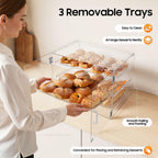 GAMIGIME 3-Layer Dustproof Bread Display Case, Clear Acrylic Counter Top Bakery