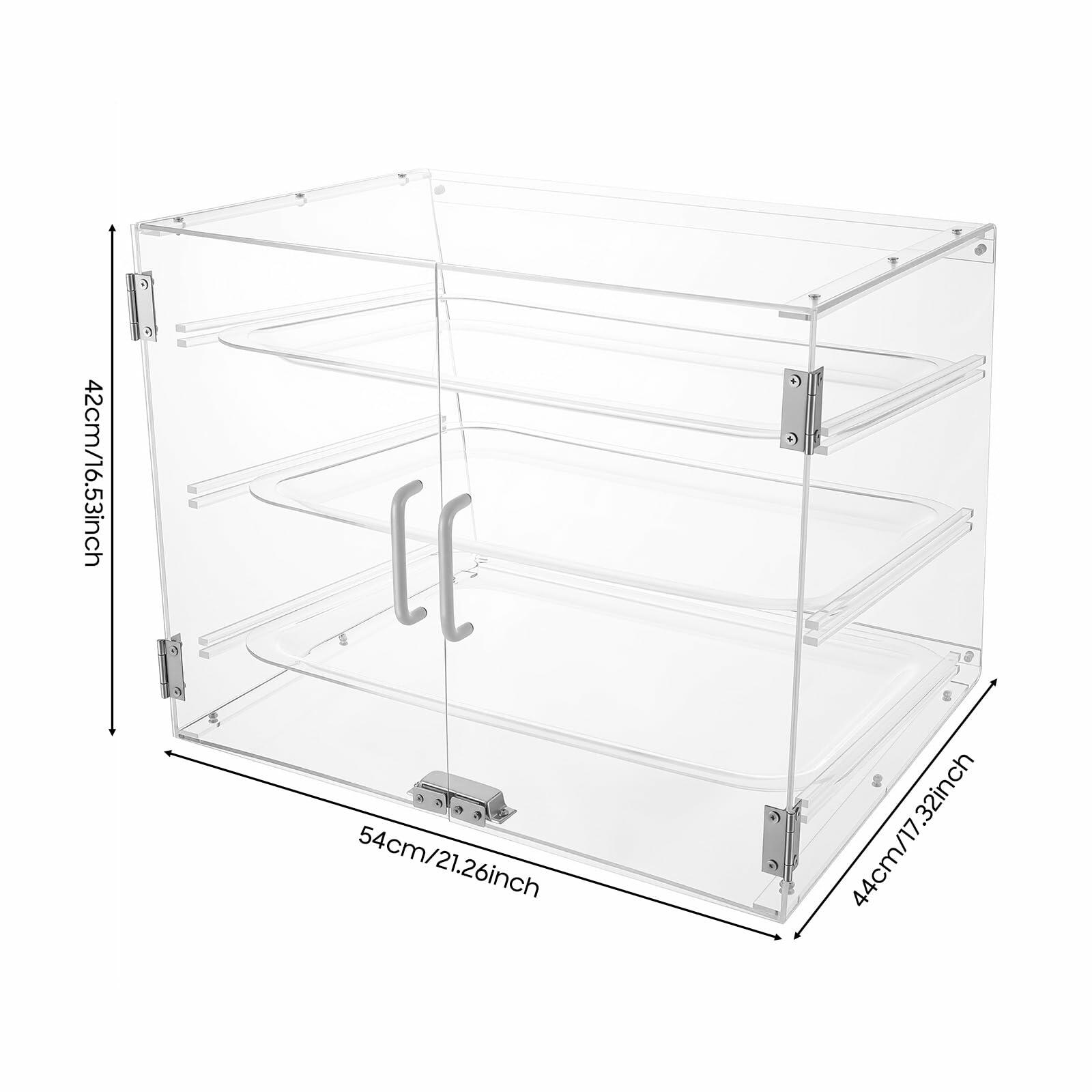 GAMIGIME 3-Layer Dustproof Bread Display Case, Clear Acrylic Counter Top Bakery
