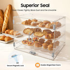 GAMIGIME 3-Layer Dustproof Bread Display Case, Clear Acrylic Counter Top Bakery