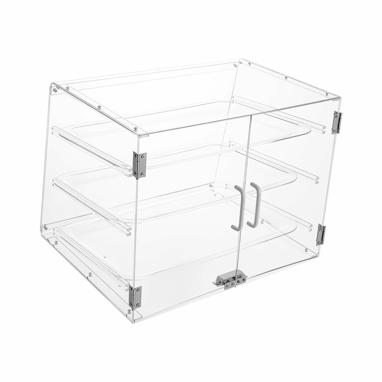 GAMIGIME 3-Layer Dustproof Bread Display Case, Clear Acrylic Counter Top Bakery