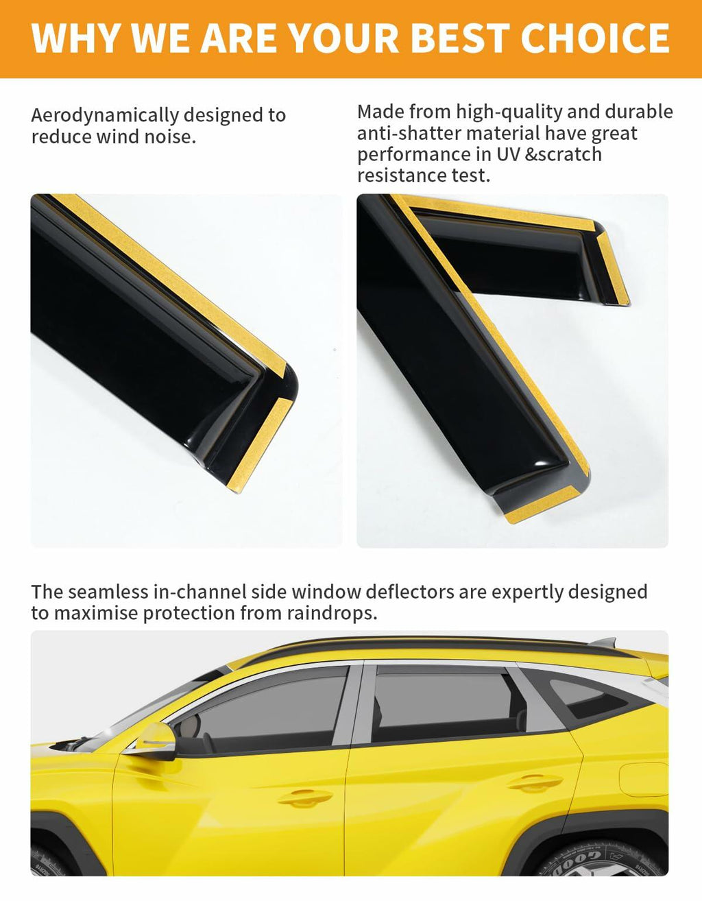 USED - 4 pcs Deejecsun in-Channel Window Rain Guards Fit for Hyundai Tucson 2022