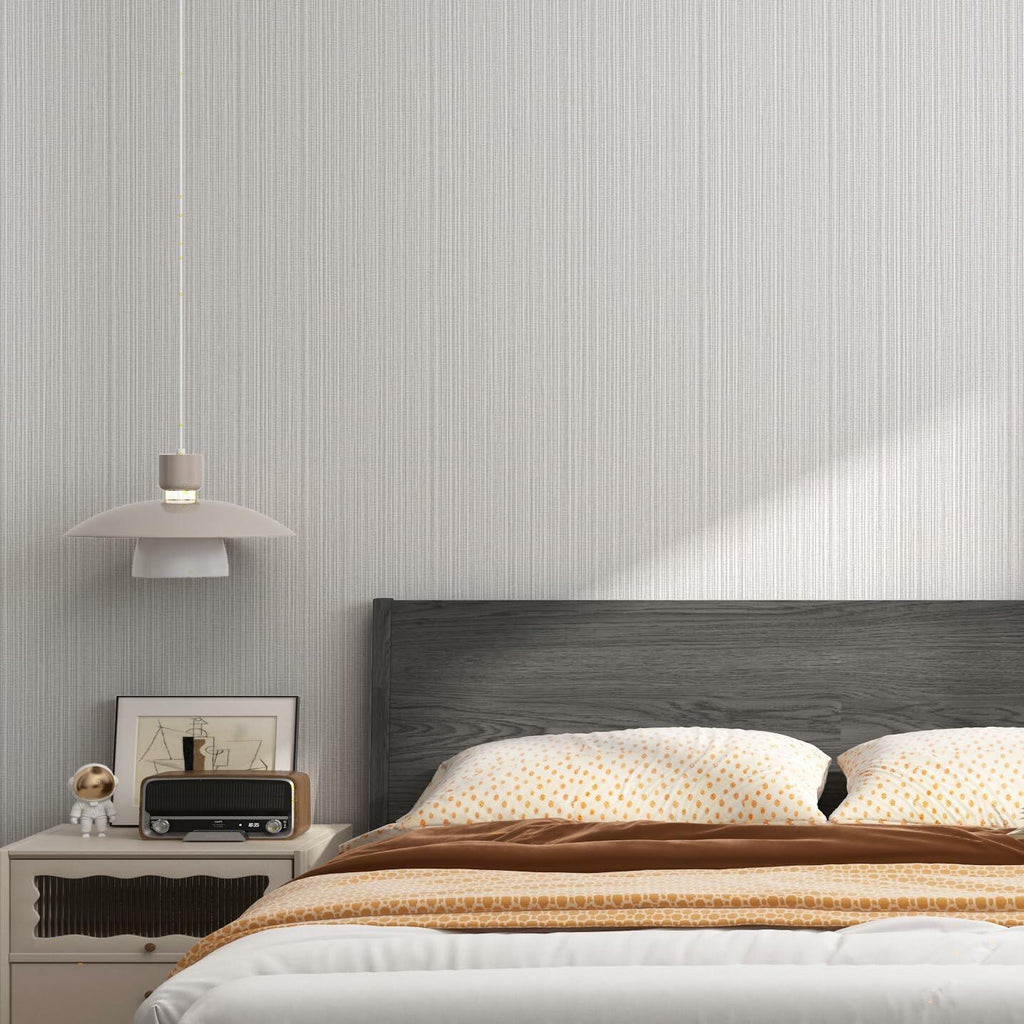 Cozydeco 24"x394" Light Grey Grasscloth Wallpaper Peel and Stick Faux Linen