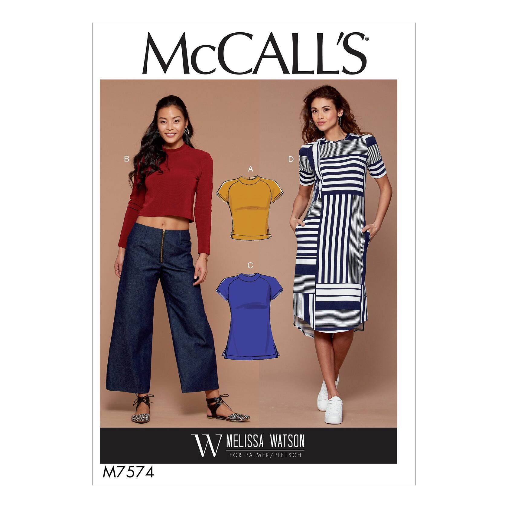 McCall's Patterns Misses' Knit/Raglan Sleeve Pullover Tops/Tunic/and Dress