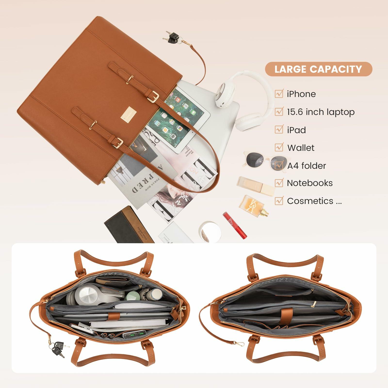 Laptop Bag for Women Large Office Handbags Briefcase Fits Up to 15.6 inch
