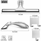 OVSGTTZ Stainless Steel Shower Squeegee for Glass Doors with 2 Adhesive Hooks,