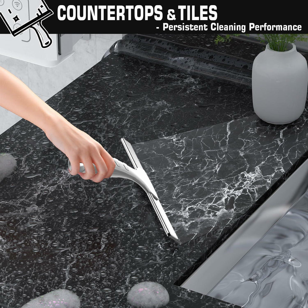 OVSGTTZ Stainless Steel Shower Squeegee for Glass Doors with 2 Adhesive Hooks,