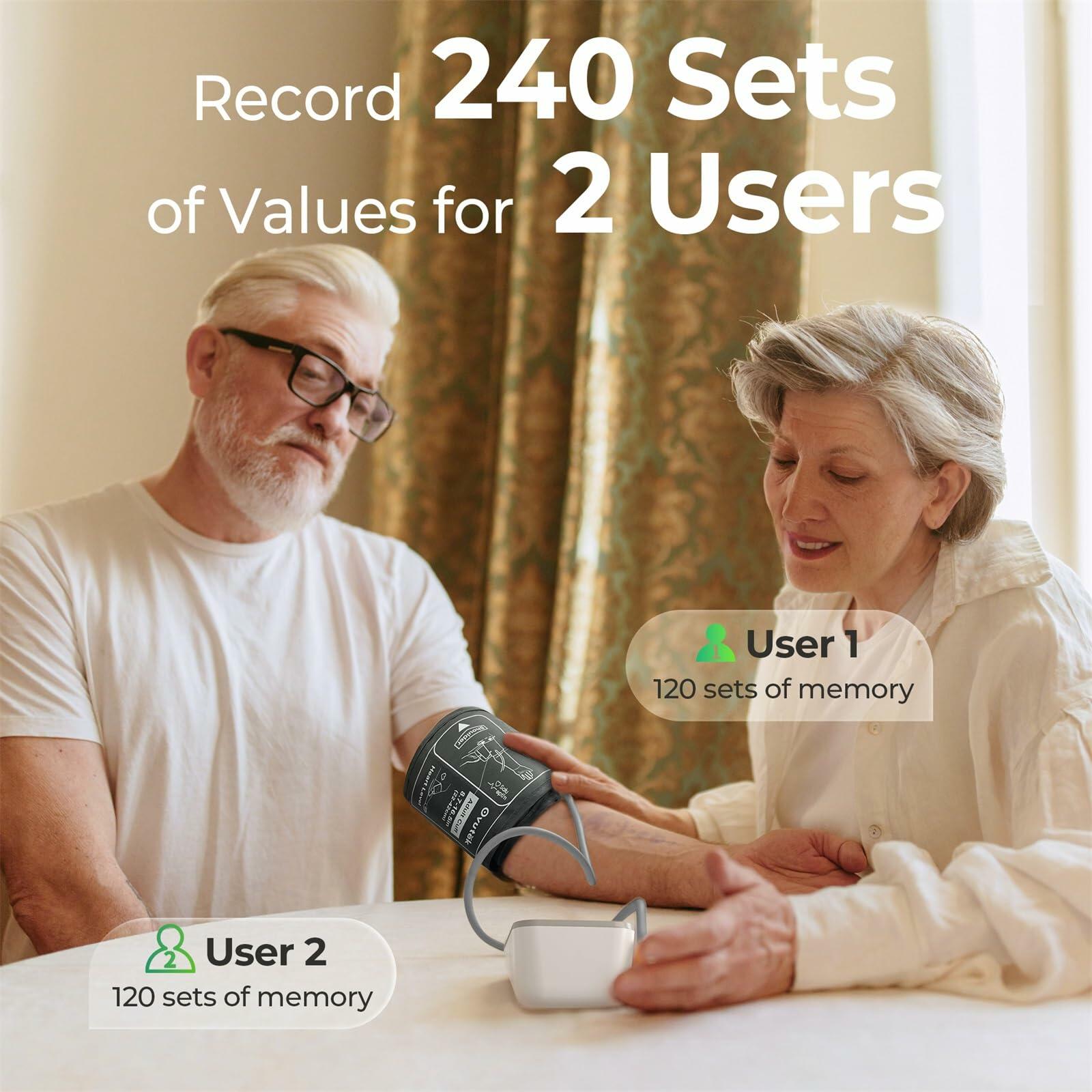 Ovutek Blood Pressure Monitors for Home Use, Large BP Cuff with 240 Memories for