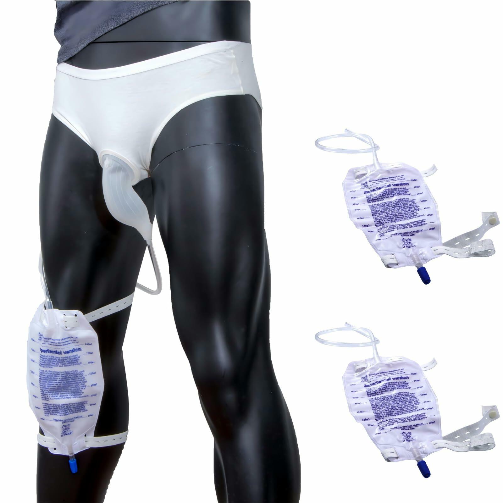 Vojefeb Large Mens Incontinence Protective Briefs, 3 Urine Bags