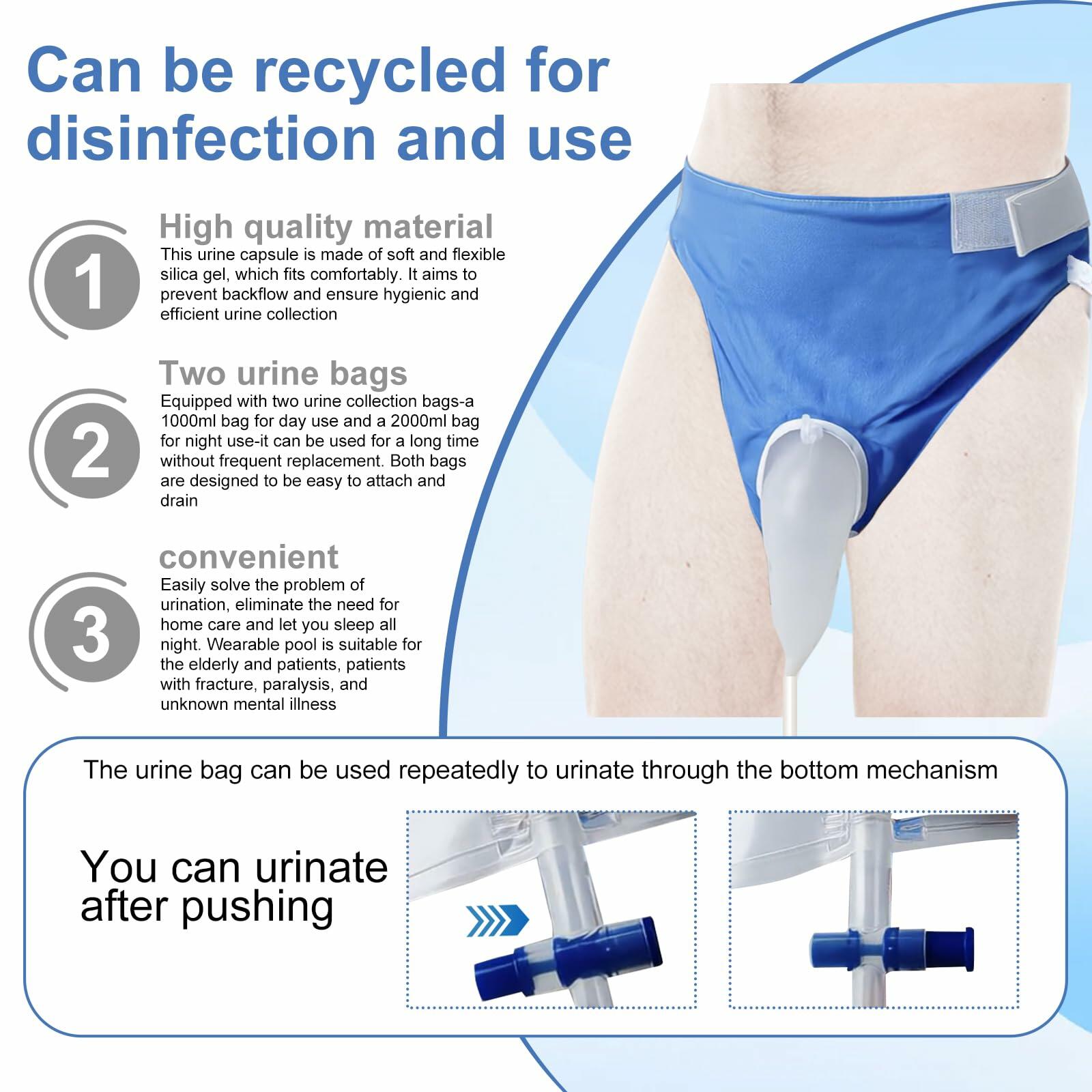 Size Large Urine Collection Wearable Bag Catheters for Men Reusable Wearable