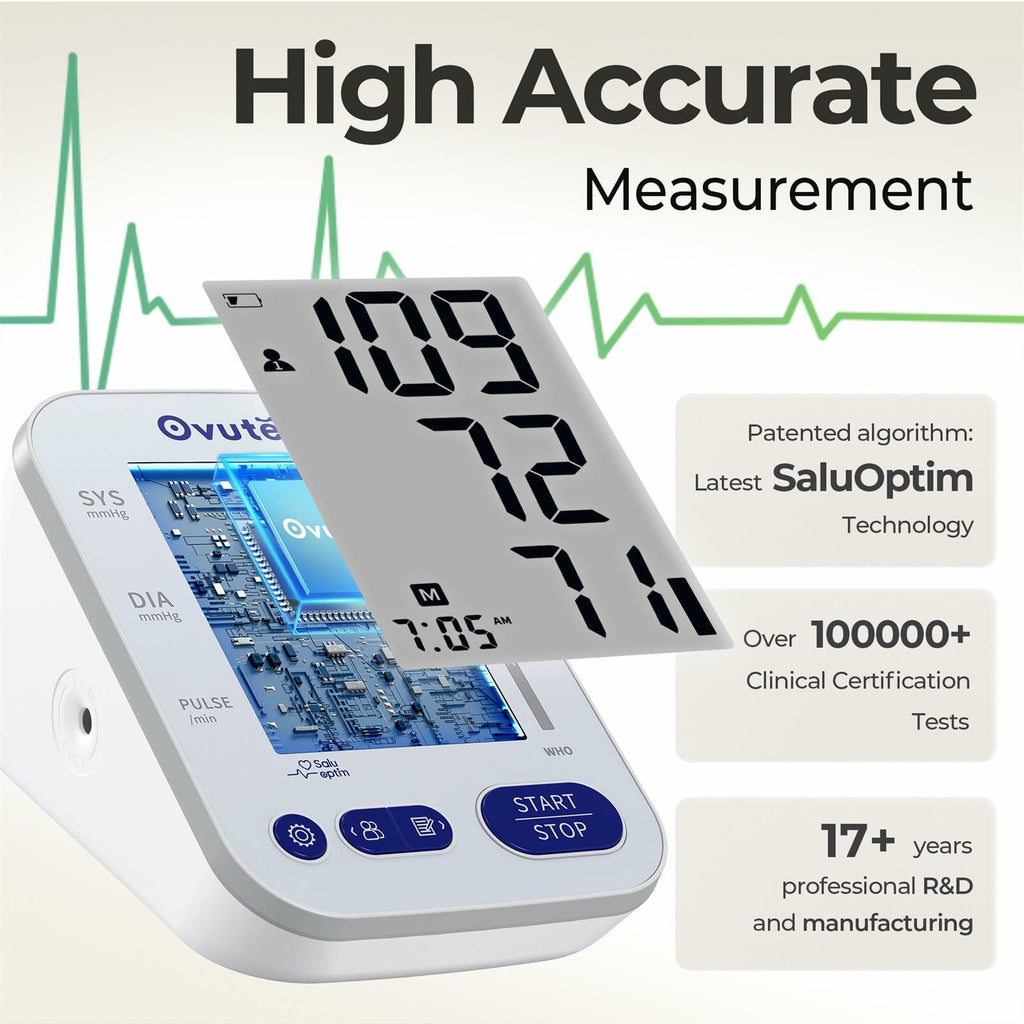 Ovutek Blood Pressure Monitors for Home Use, Large BP Cuff with 240 Memories for