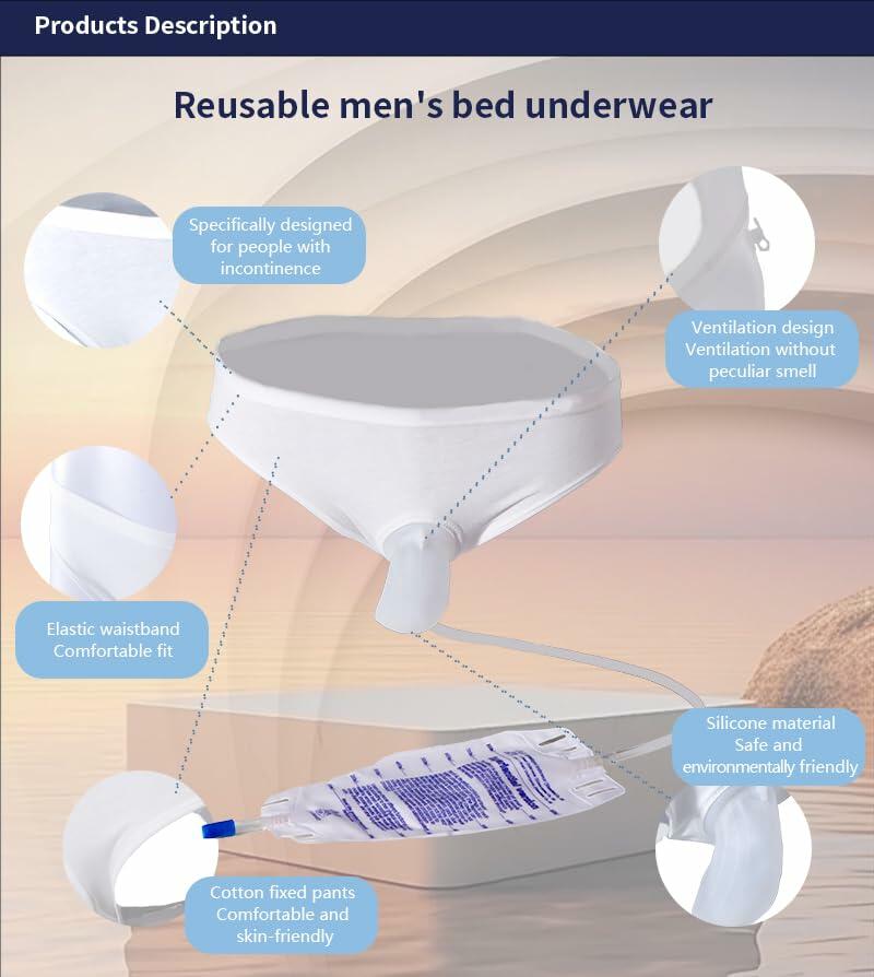 Vojefeb Large Mens Incontinence Protective Briefs, 3 Urine Bags