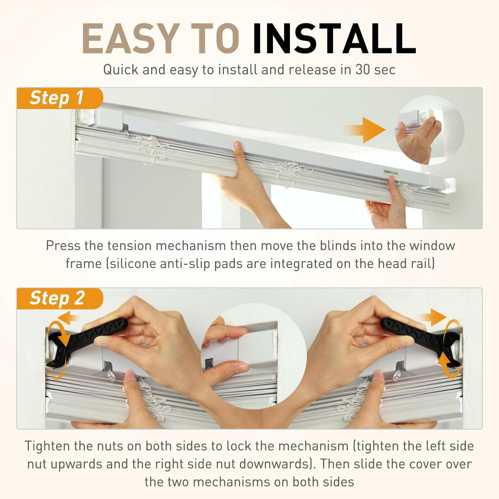 Fabublinds No Drill No Tool 1" Vinyl Mini Blinds, 24" W X 36" H Light Filtering