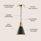 JONATHAN Y Apollo 6" Metal LED Pendant Contemporary Dimmable Adjustable JYL6131A