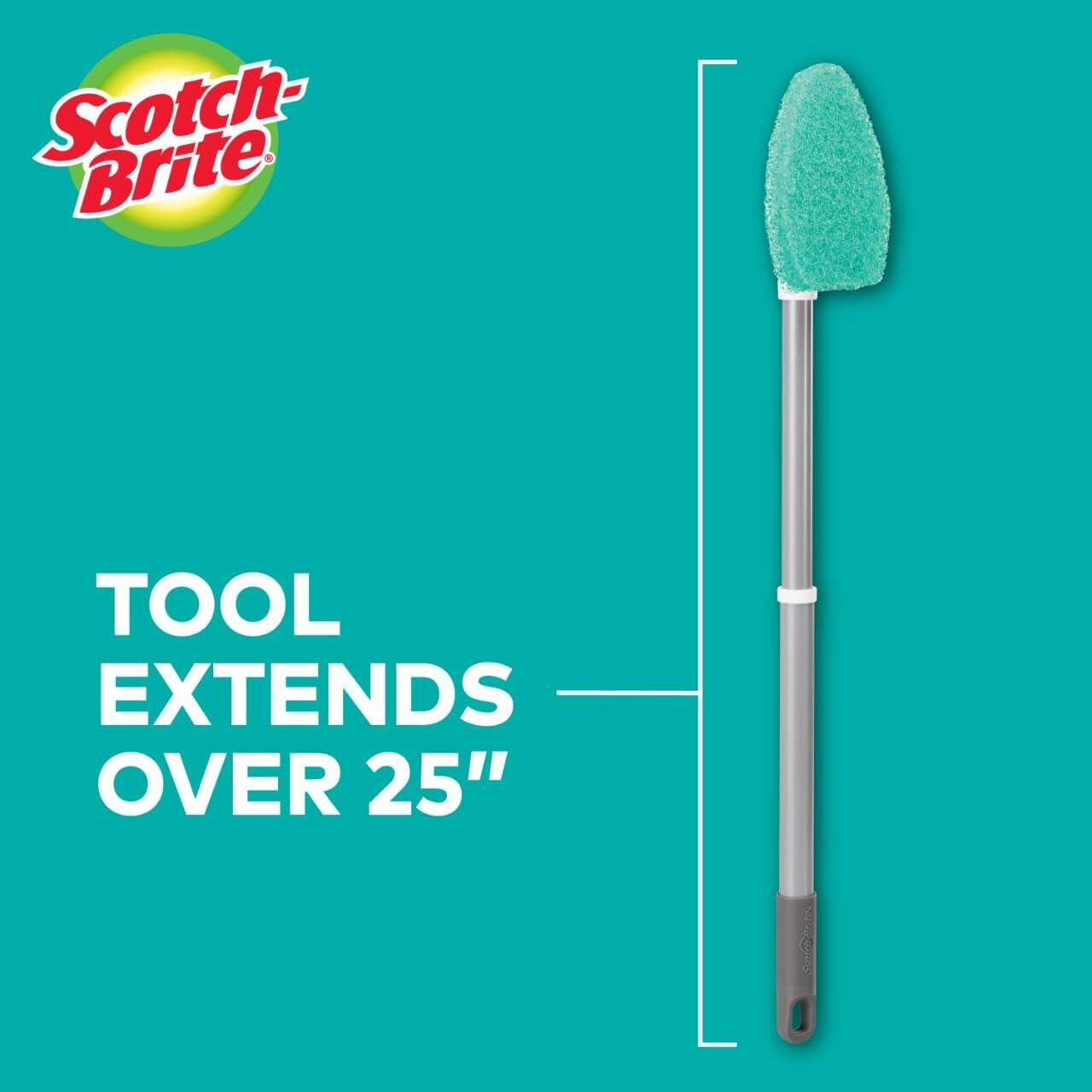 Scotch-Brite Extendable Tub & Tile Scrubber Kit, Includes 1 Handle and 3