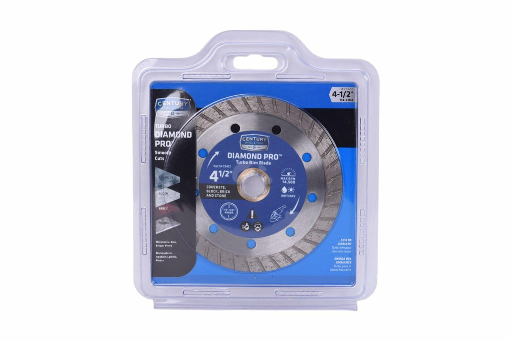 Century Drill & Tool 75451 Diamond Turbo Rim Blade, 4-1/2"