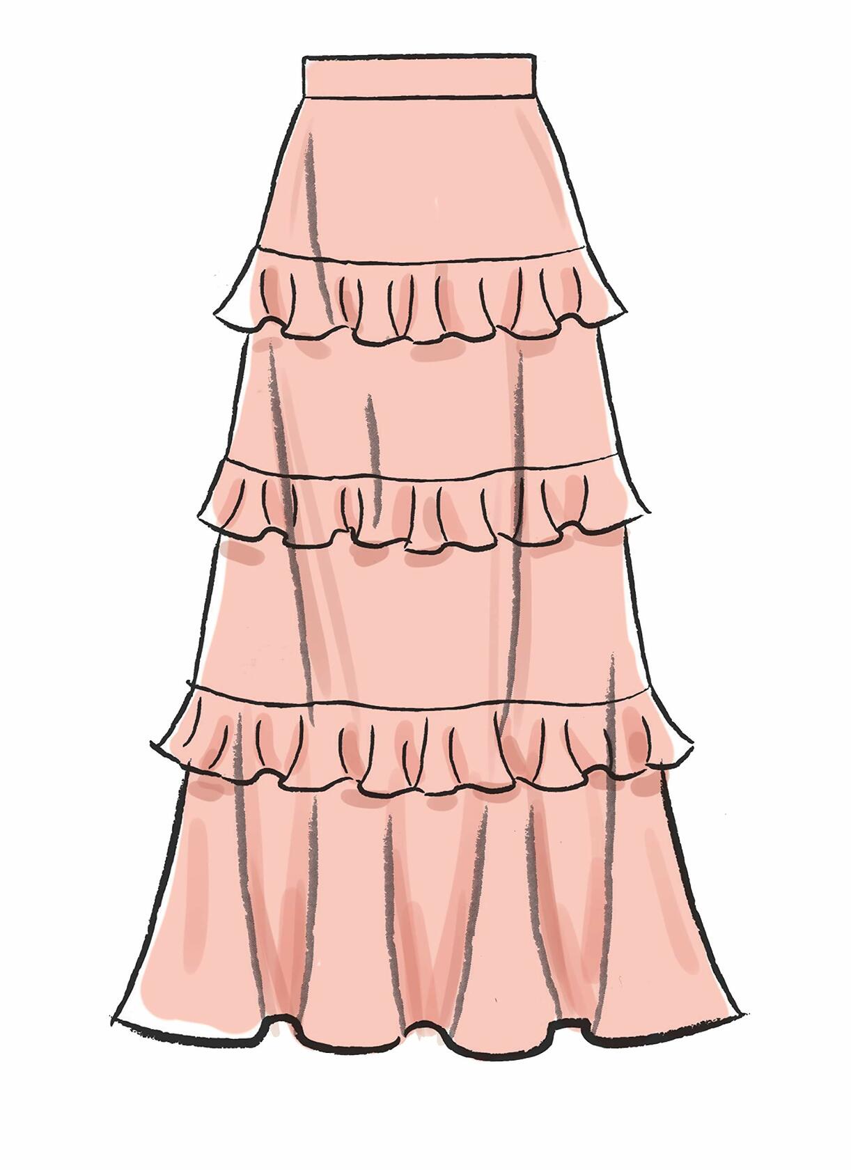 McCall Pattern Women's Flounce Skirt, Sizes 6-14 Sewing Pattern