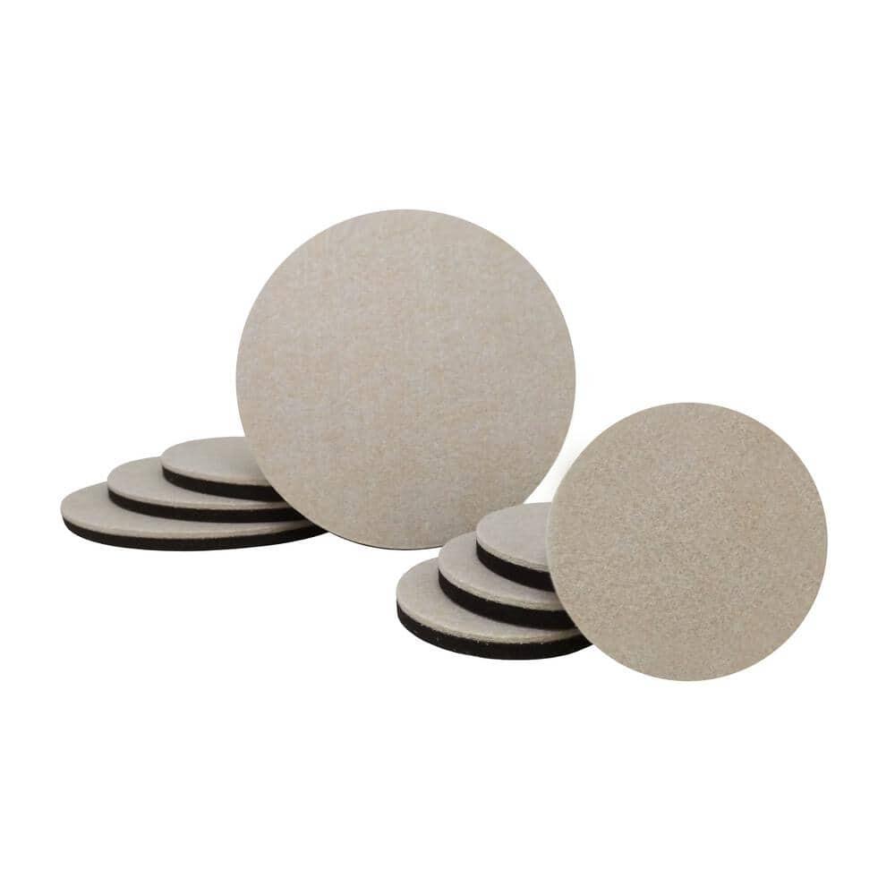 8 Pack (4) 7 in. and (4) 3-1/2 in. Beige and Black Round Felt Heavy Duty